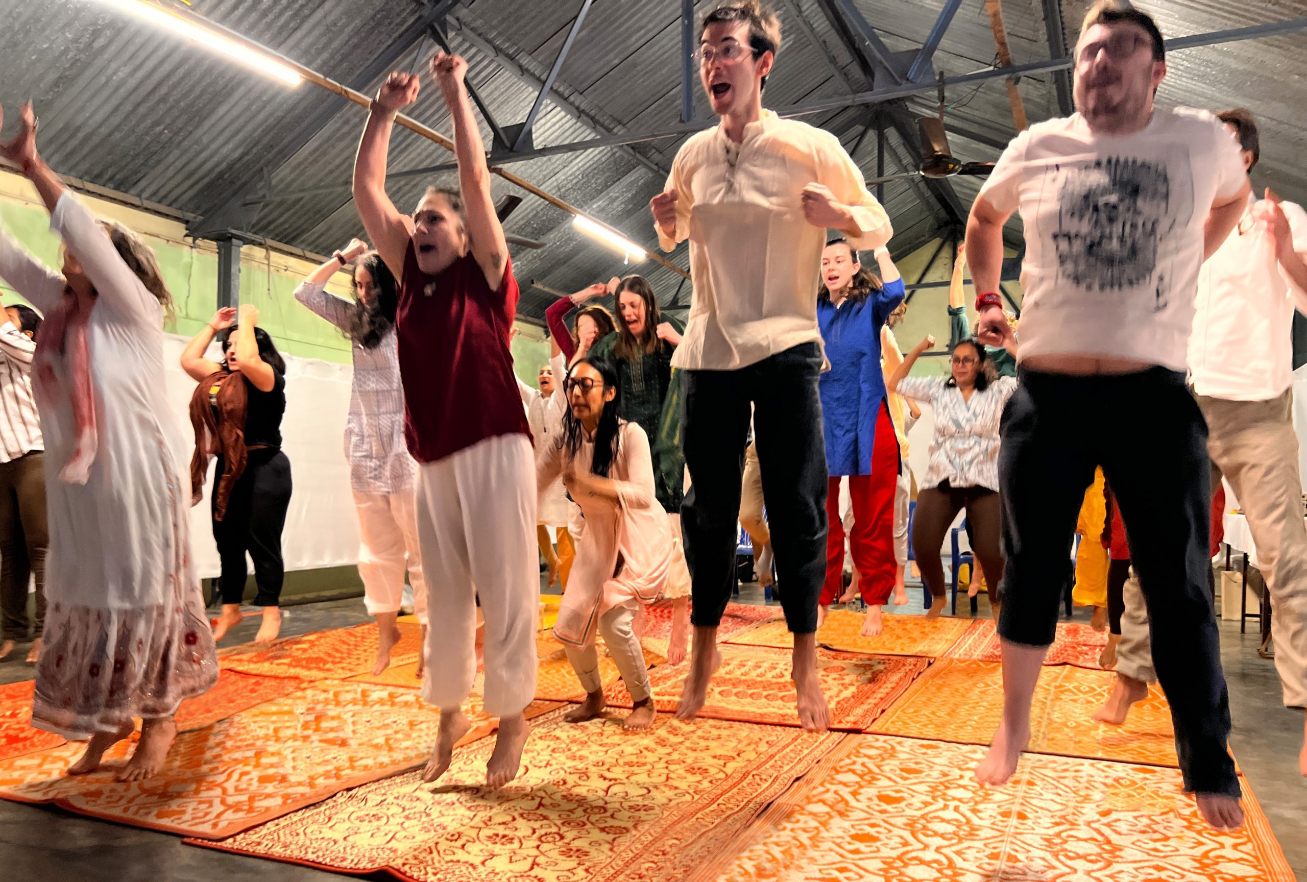 Participants doing a Kriya